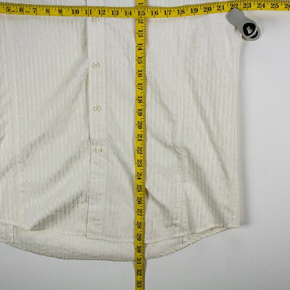 Pronto Uomo Striped Paisley Shirt Men's Large Button-Up White on White - Picture 11 of 11